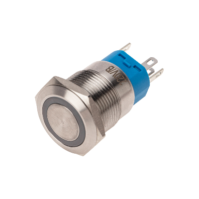 Кнопка антивандальная 19 250В Фикс (5с) ON-OFF/O FF-ON подсв/синяя