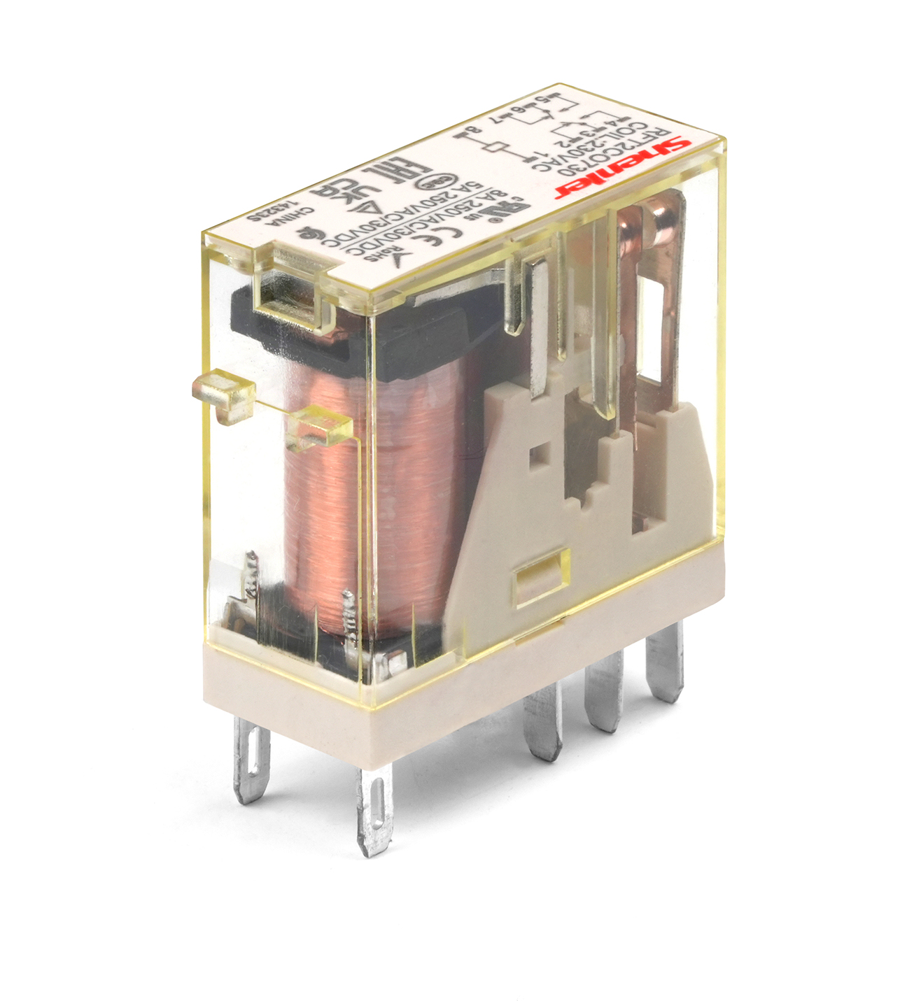 Реле, RFT2CO730LT 2CO, 8A(250VAC-30VDC), 230VAC, LED, мех. инд., тест-кнопка