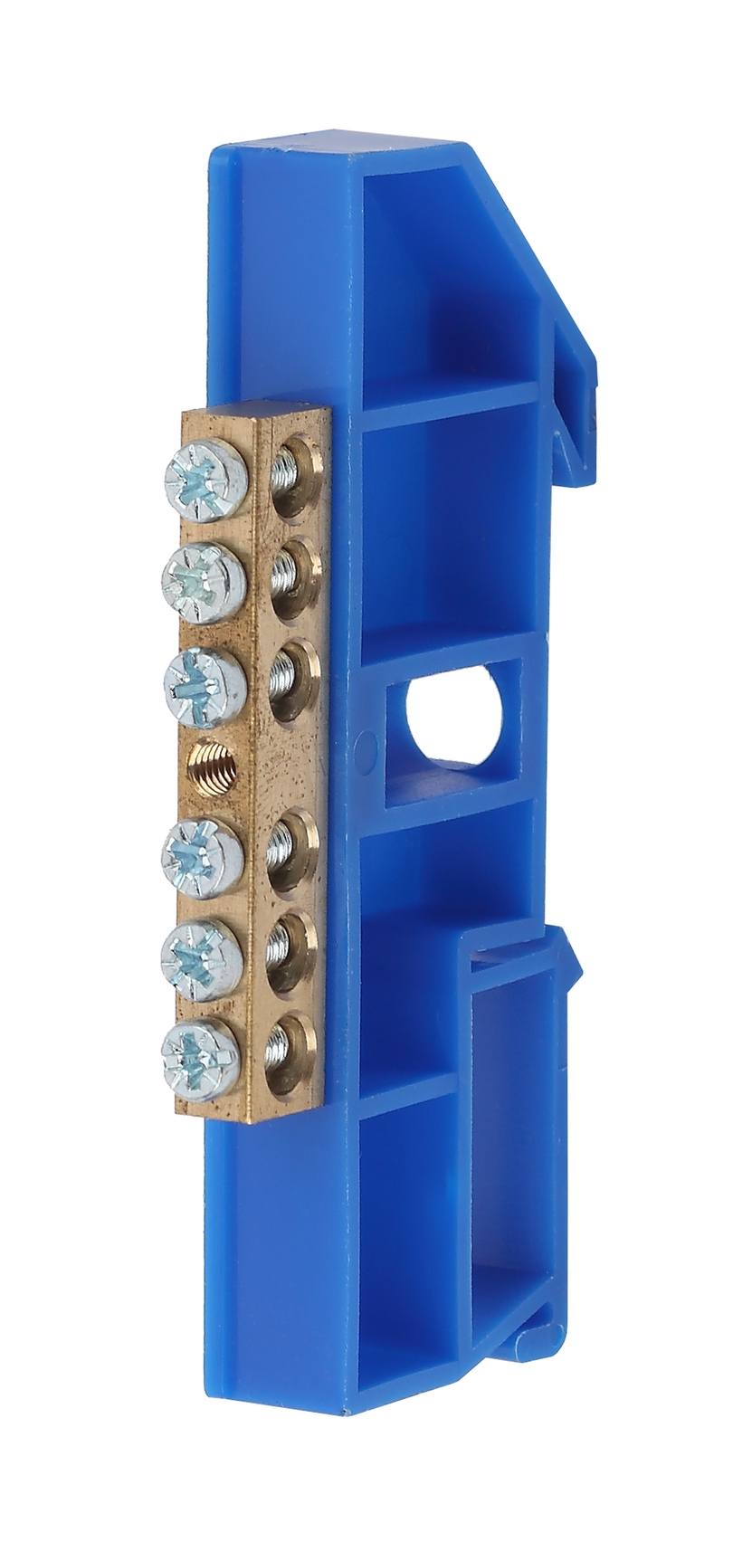 Шина N  ноль  на DIN-изол ШНИ-6х9-6-Д-синий