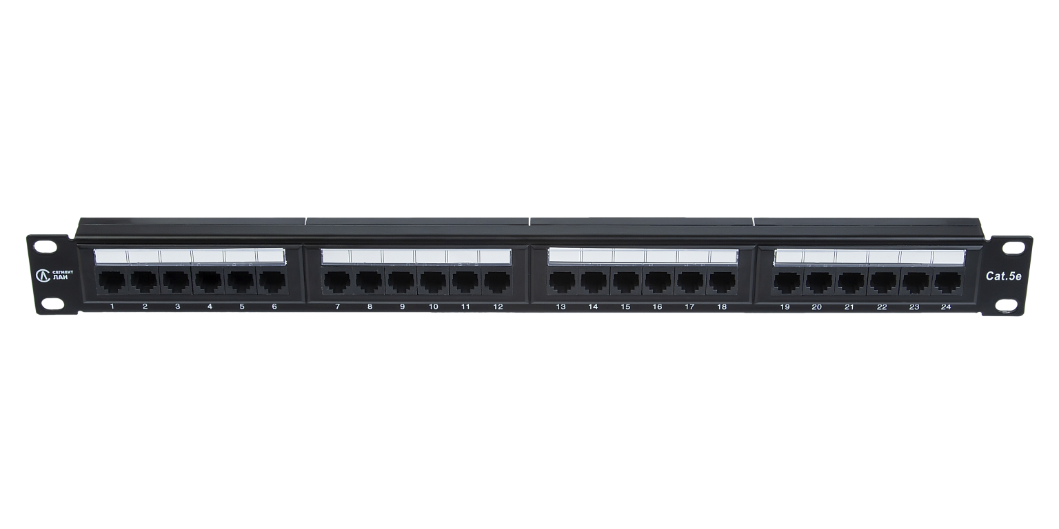 Панель коммутационнная СегментЛАН Cat5e 1U, 24 порта, UTP, RJ45, черная