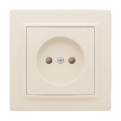 Розетка одноместная СП без заземления 10А с защитными шторками бежевый Минск