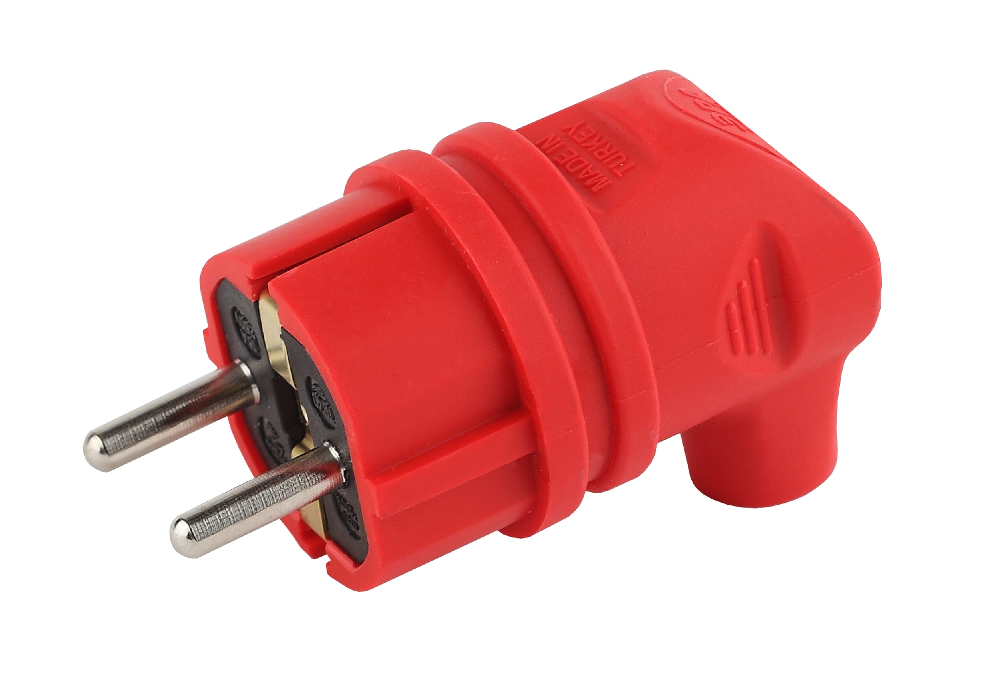 Вилка каучуковая с/з 90град с кольцом 16A IP44 красная V9-RED-IP44