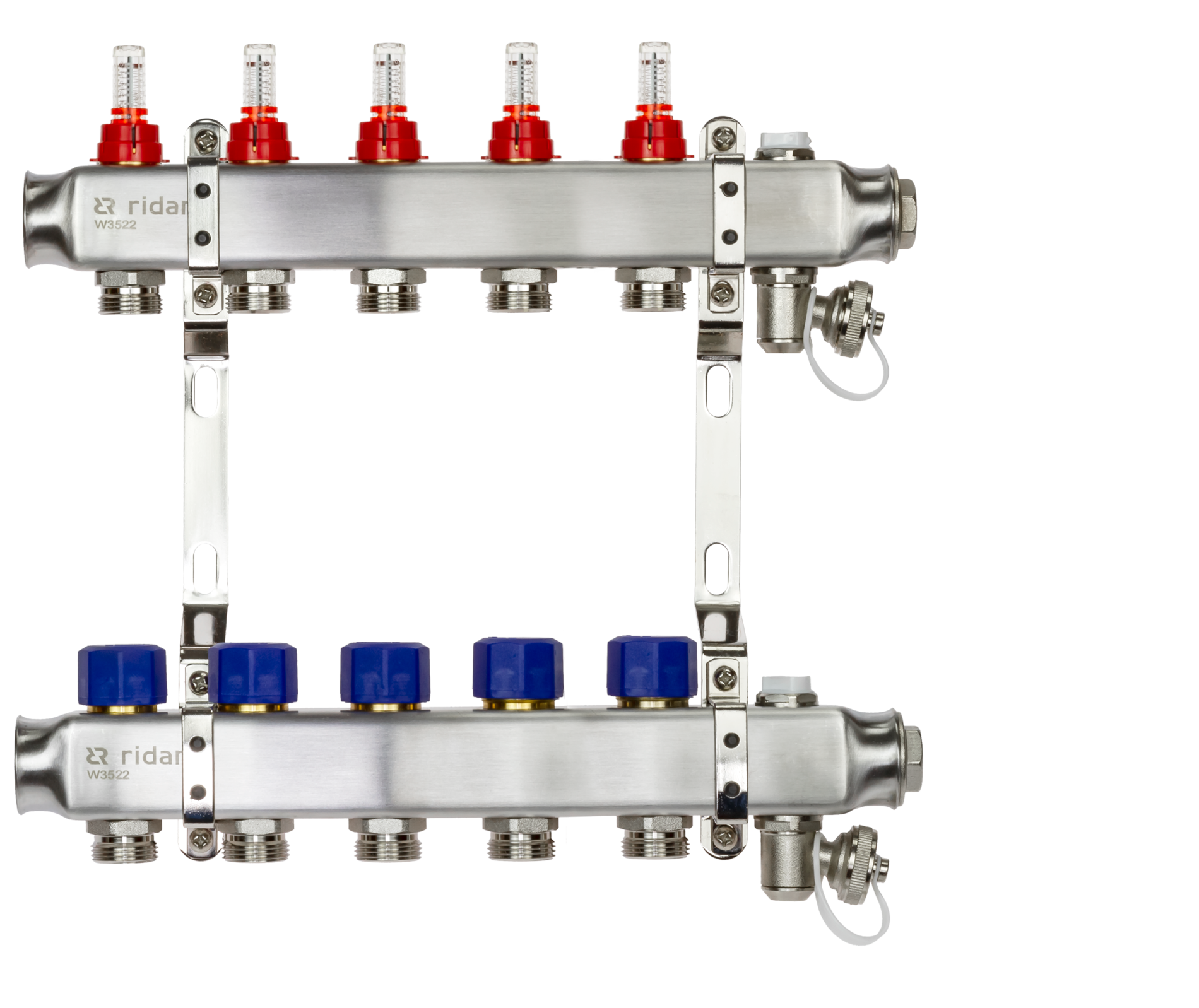 Коллекторная группа SSM-5RF set 5 контуров 1' x 3/4' с расходомерами и кронштейнами