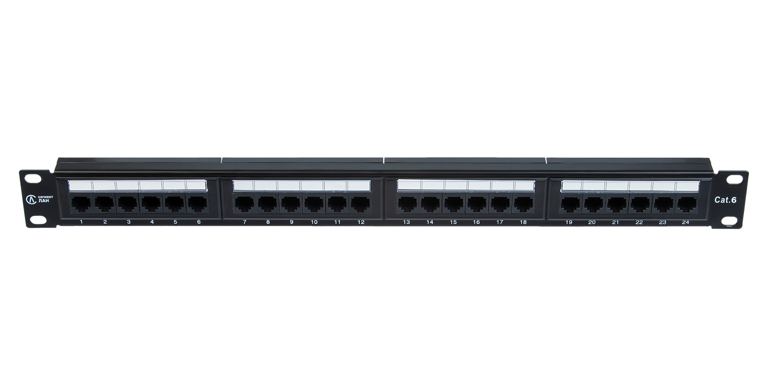 Панель коммутационнная СегментЛАН Cat6 1U, 24 порта, UTP, RJ45, черная