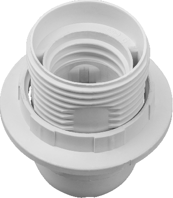 Патрон люстровый Е27 пластик с кольцом белый