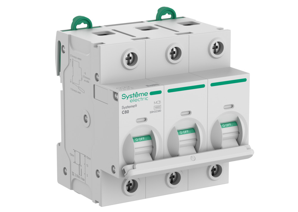 Автоматический выключатель (АВ) 27мм C 80A 3P 10 kA 400В Systeme9