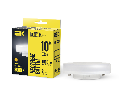 Лампа светодиодная LED 10вт GX53 тепло-белый таблетка ECO