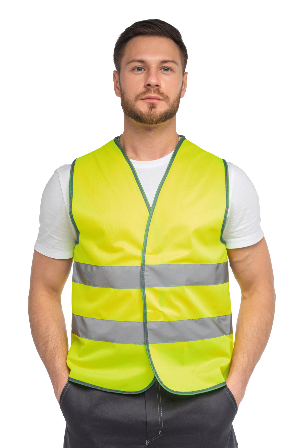 Жилет сигнальный арт. J02 цв. жёлтый флуоресцентный р. L 96-100/170-188