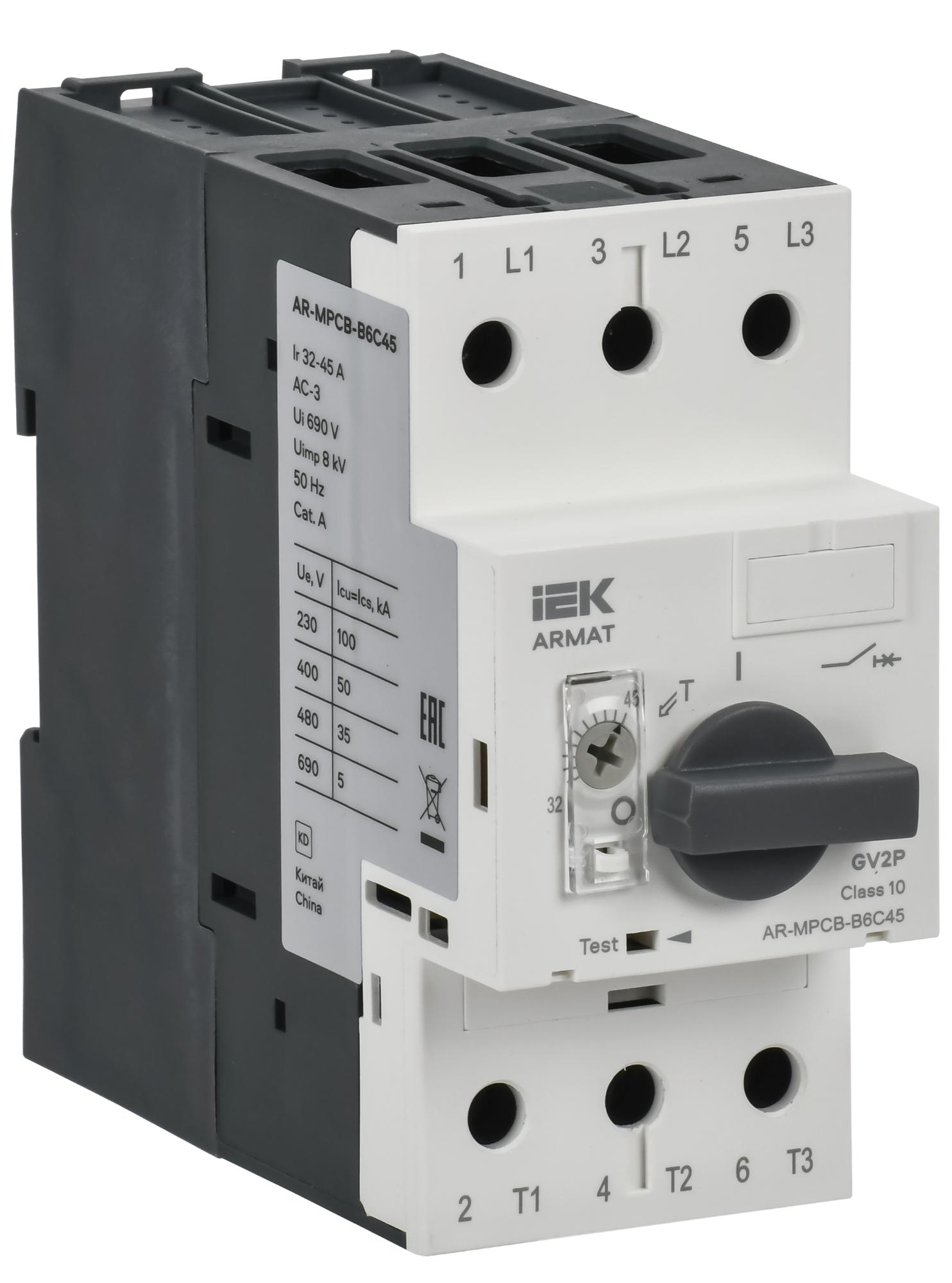 Автоматический выключатель защиты двигателя ARMAT B6 GV2P 32-45А IEK