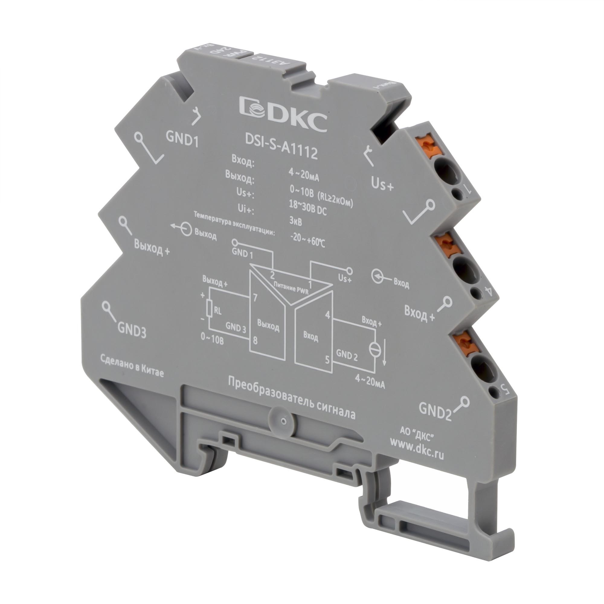 Преобразователь сигнала DSI, 6,2 мм 1 вход 4…20 мА, 1 выход 0…10 В