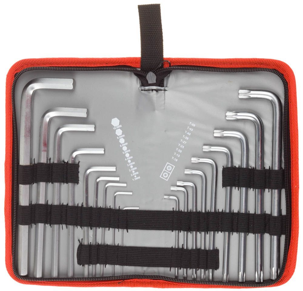 Набор ключей имбусовых ''Мастер''Cr-V, 18 шт,нейлоновый чехол ,HEX 1,5-10 мм длинные 9 шт,TORX Т10-Т50 длинные 9 шт