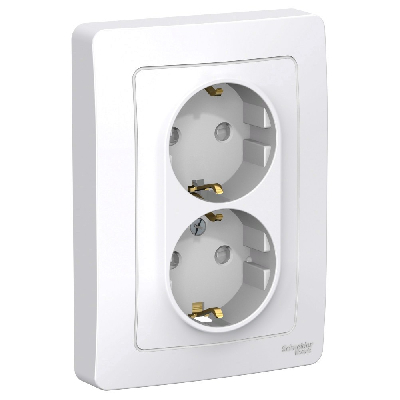 BLANCA скрытой установки розетка двойная с заземлением со шторками, 16А, 250В, белый