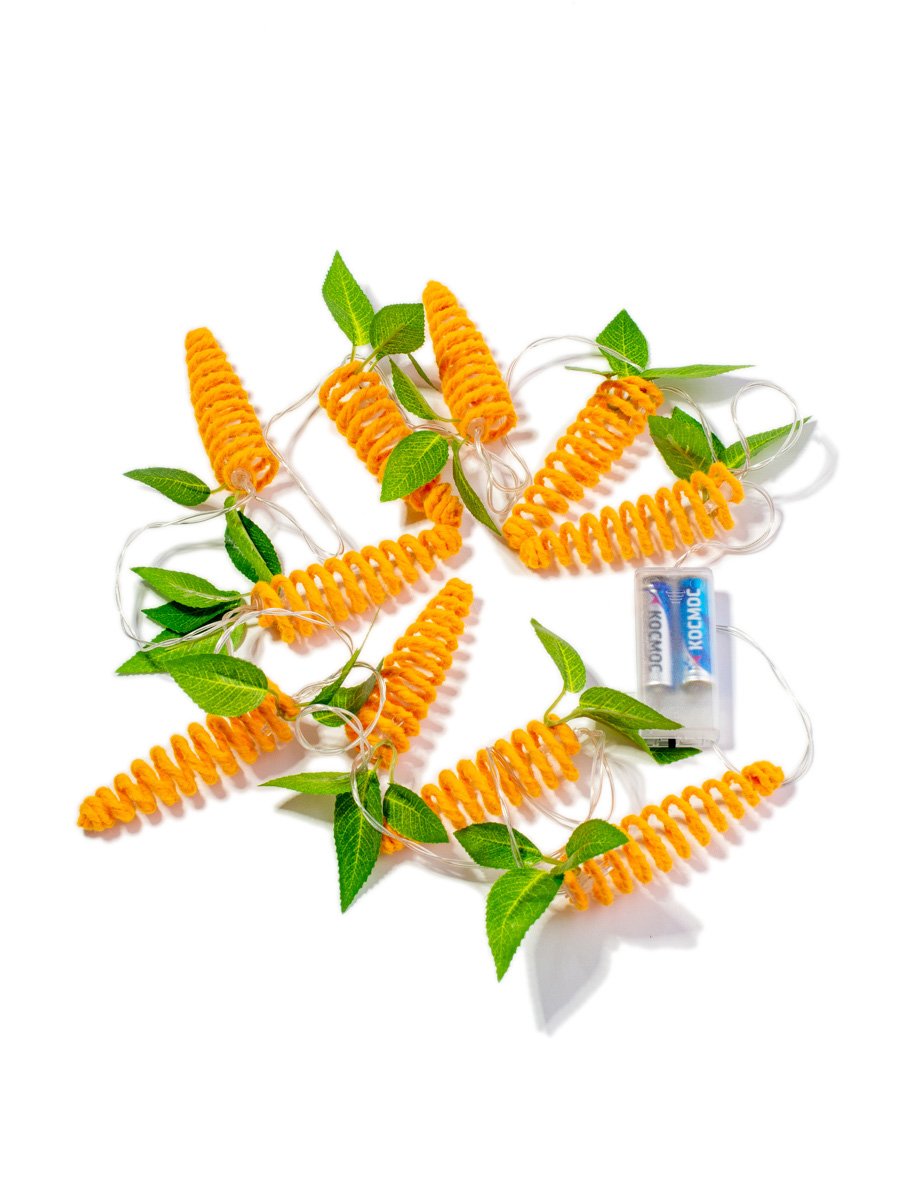 Гирлянда-Морковки спираль 12х4см 1,8м световая часть + 0,3м
