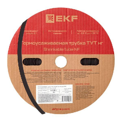 Трубка термоусаживаемая ТУТ нг 30/15 черная рулон PROxima