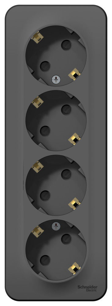 Розетка BLANCA наружная 4-я с заземлением со шторками с изоляционной пластиной 16А 250В антрацит