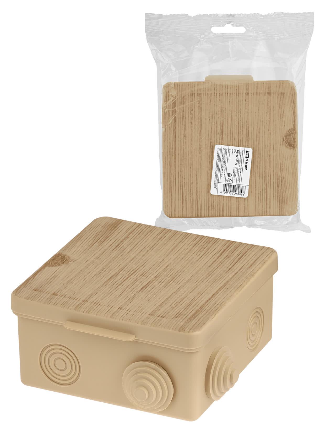 Распаячная коробка ОП 100х100х55мм, крышка, сосна, IP54, 8вх. инд. штрихкод