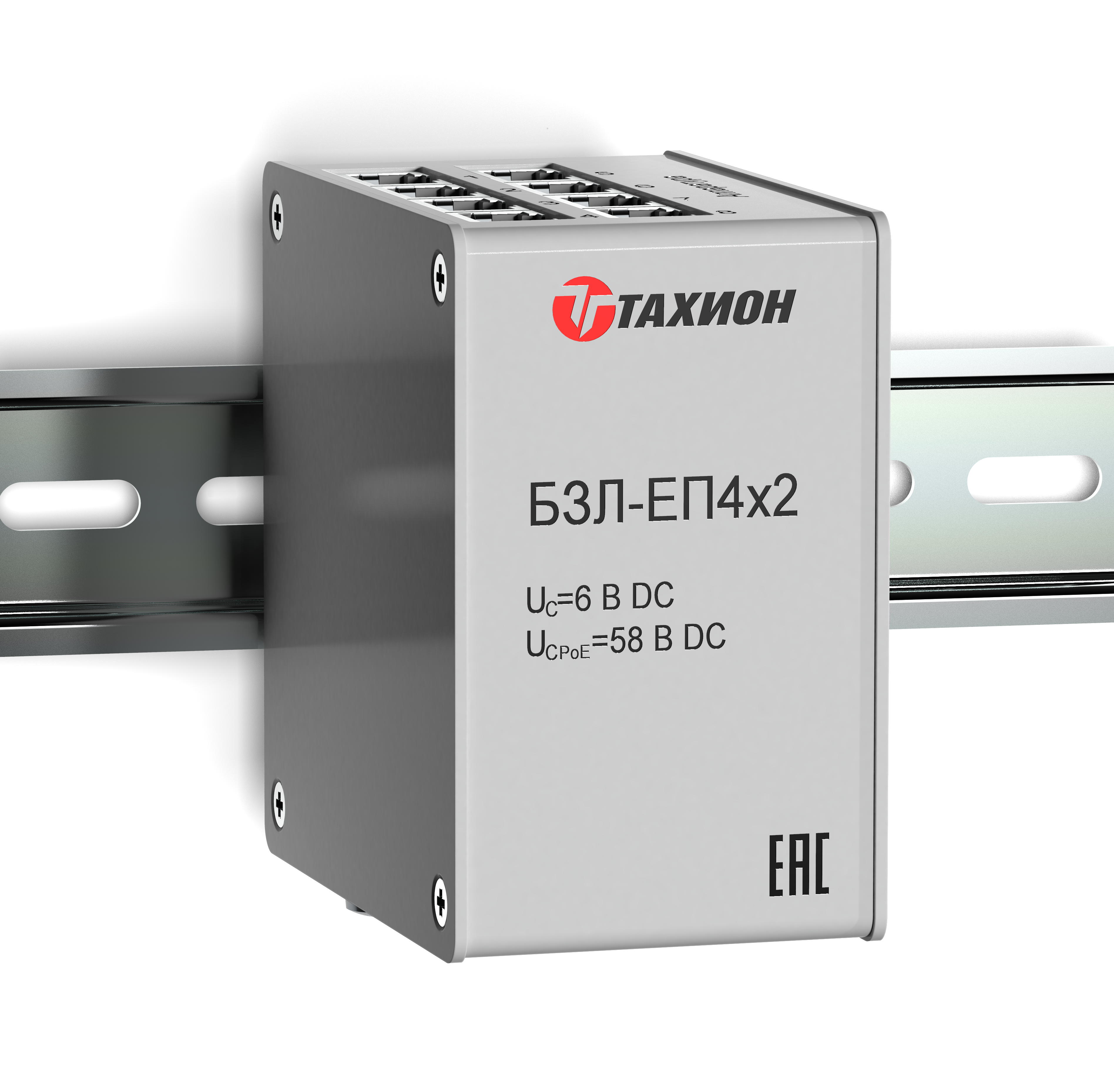 Блок защиты от импульсных перенапряжений 8-и портов локальной сети Ethernet 10 Base-T/100 Base-TX/1000 Base-T, PoE++, на DIN-рейку, IP20,  89х58х35мм (УЗИП, грозозащита)