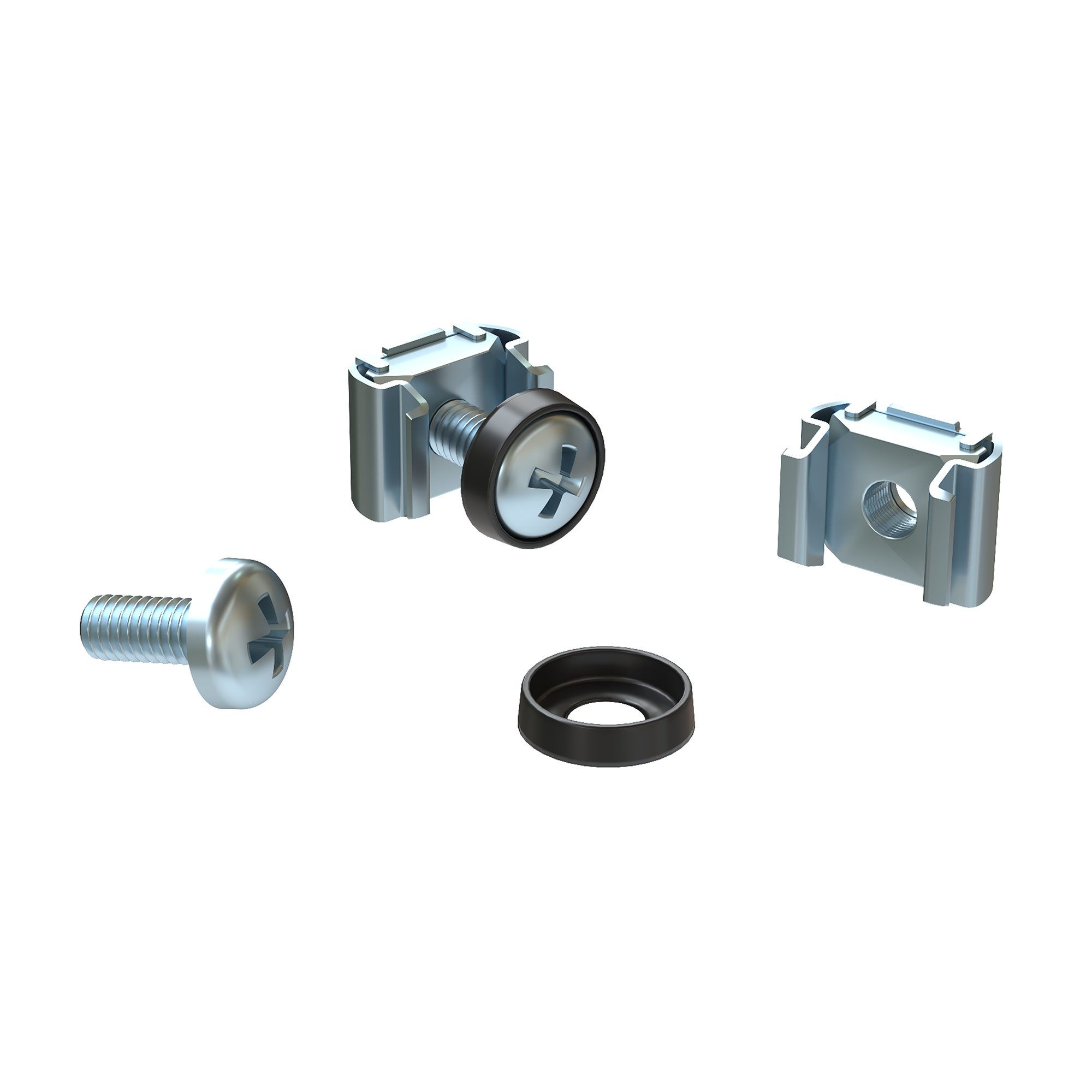 Набор крепежный. винт М6х16. гайка М6. пластиковая шайба М6 для 19'' оборудования (упак.50 шт)