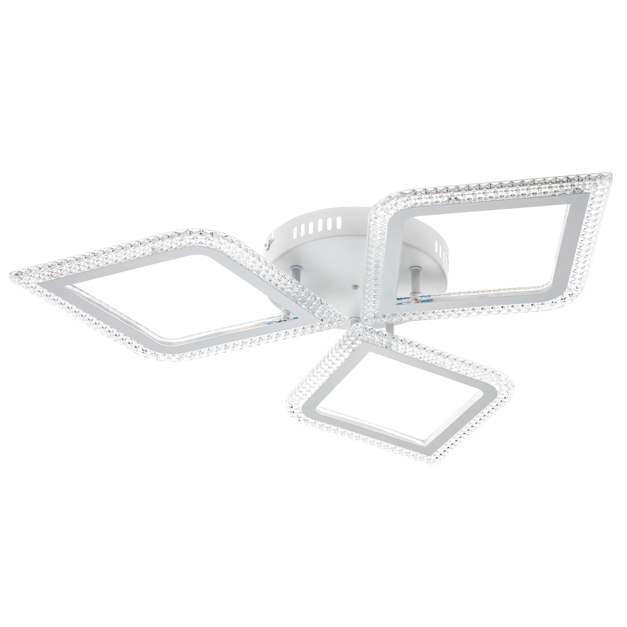 Люстра потолочная светодиодная диммируемая, LOSANGA, с ДУ, 3 режима, 622x572x75мм, 72Вт, 2700К/4200К/6400К, 22м, белый, 52927 3, Ritter