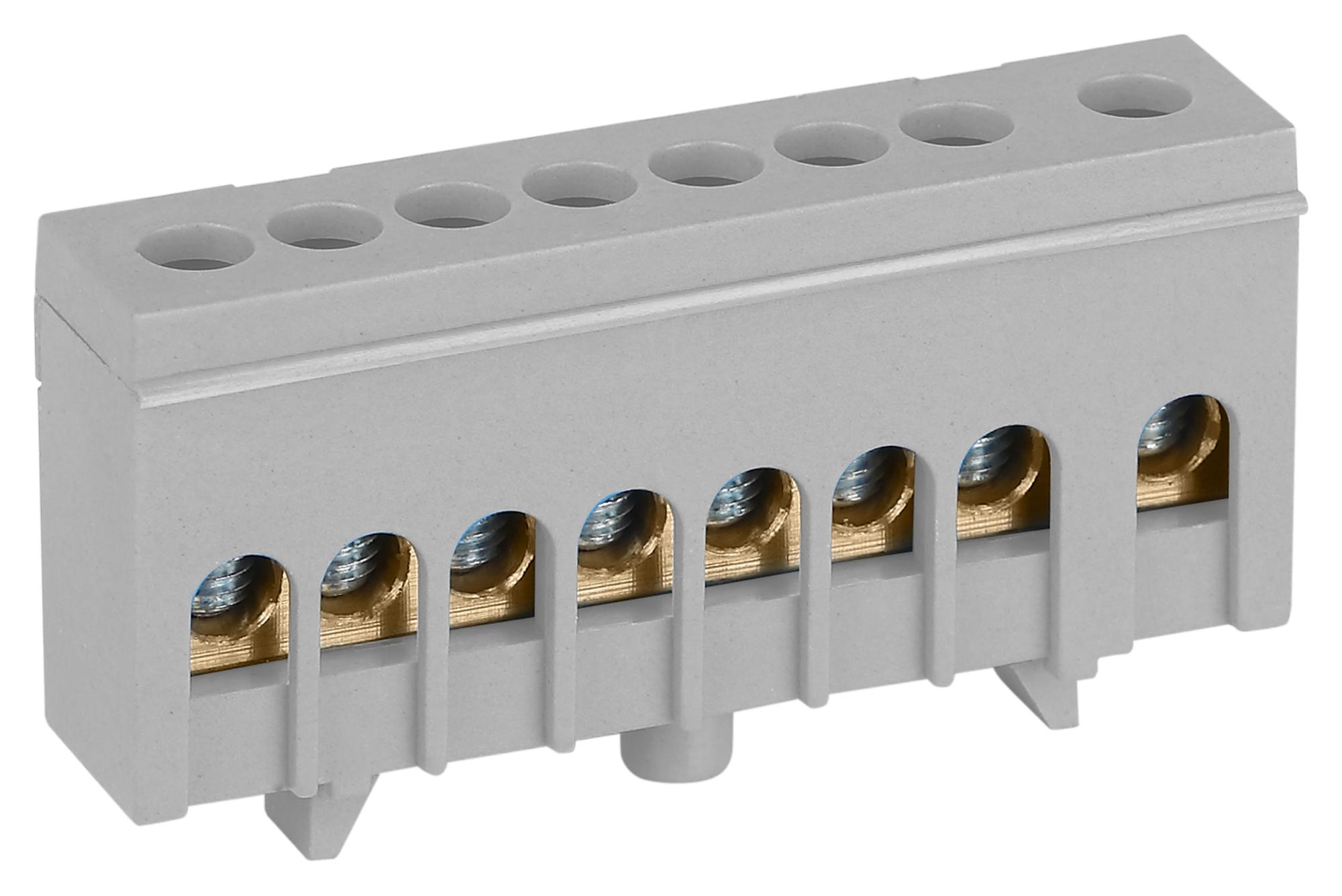 Шина NO-224-106 L фаза в изолированном корпусе на DIN-рейку ШНИ-6х9-8-Д серый