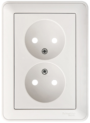 W59 Розетка двойная скрытая без заземления 16А белая