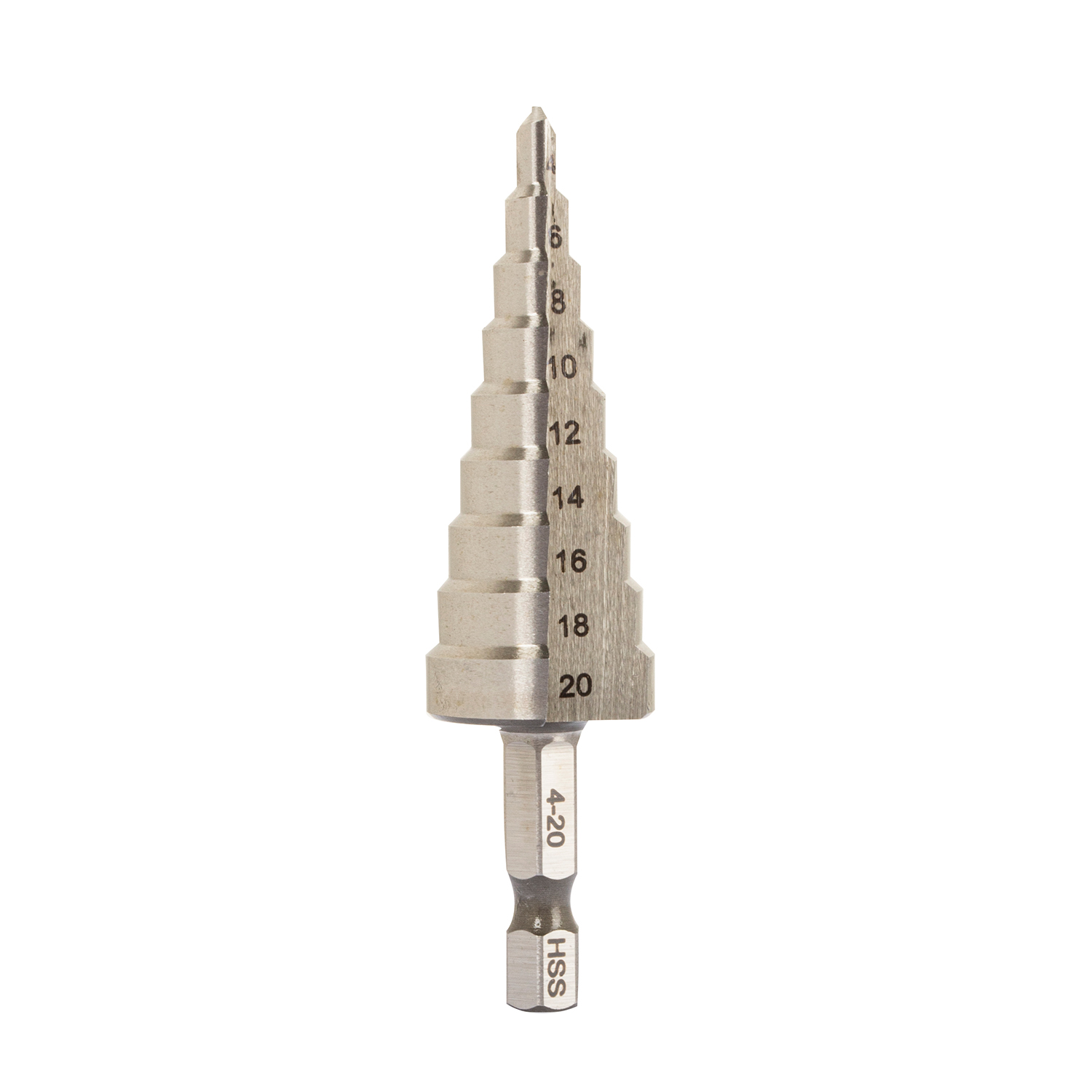 Сверло ступенчатое Р6М5 с шестигранным хвостовиком 4-20 мм