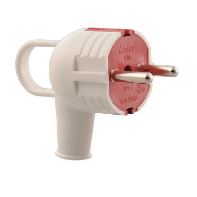 Вилка с заземлением с ручкой белая с красным