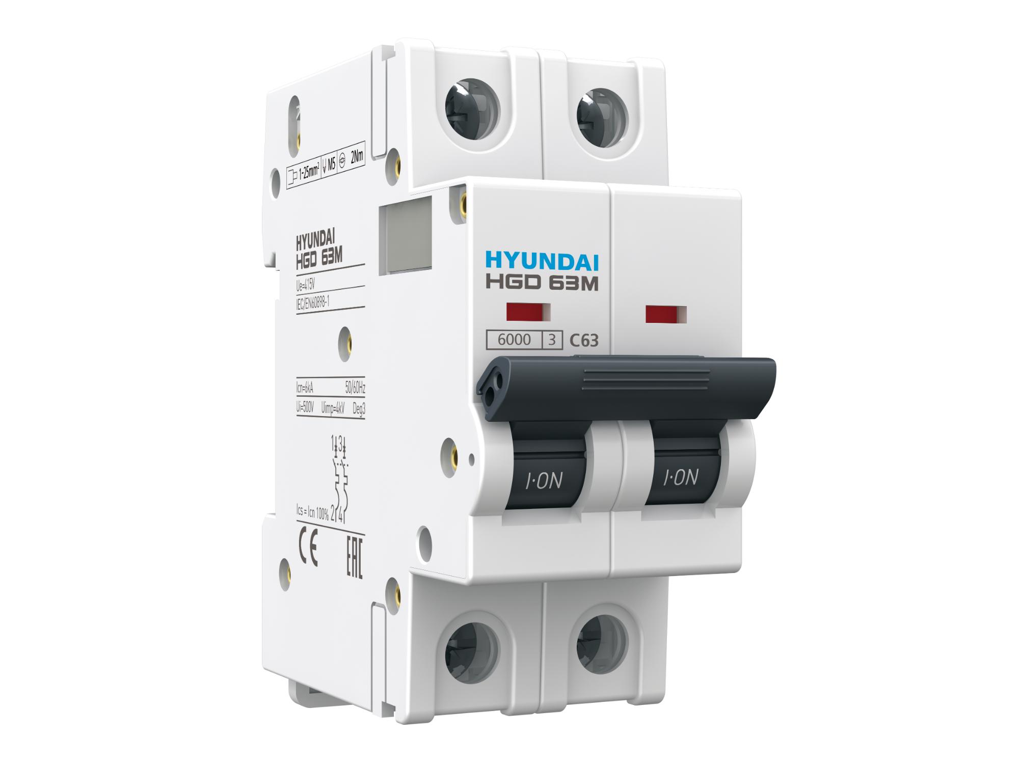 Выключатель автоматический модульный двухполюсный 16А 6кА С HGD