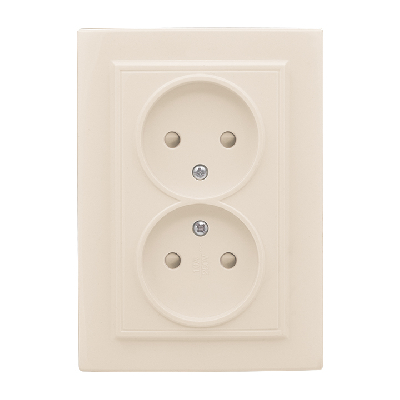 Розетка двухместная СП без заземления 10А бежевый с защитными шторками Минск