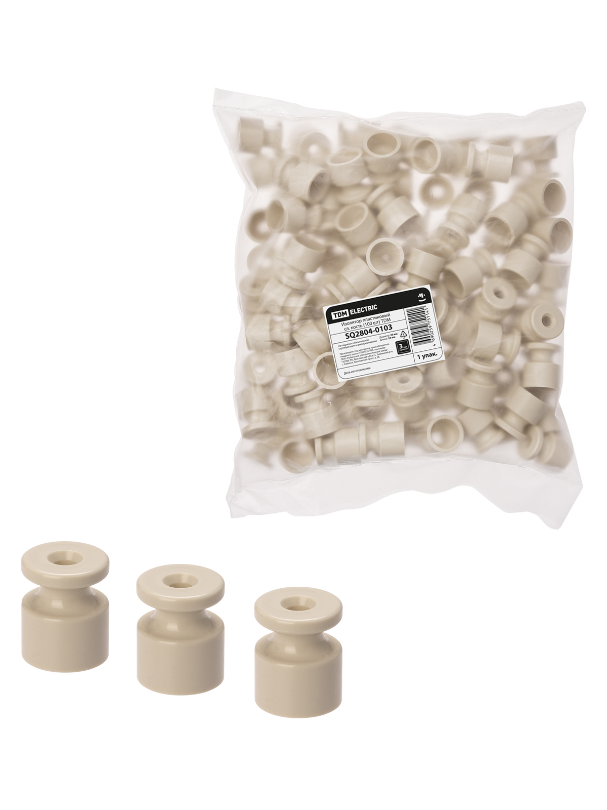 Изолятор пластиковый сл. кость (100 шт) TDM