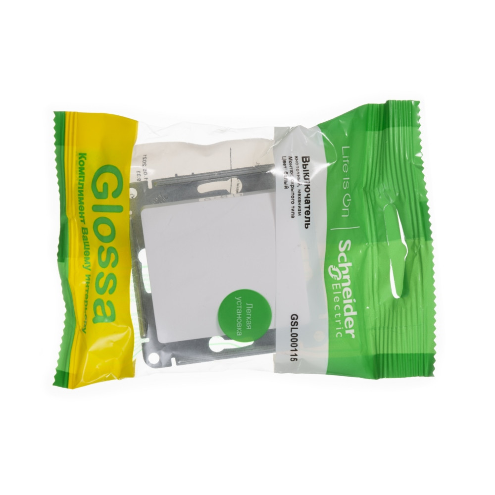 GLOSSA Кнопка нажимная в рамку белый схема 1