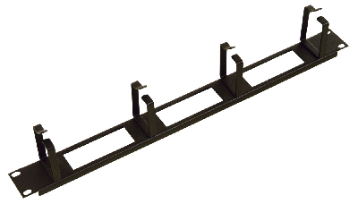 Органайзер кабельный горизонтальный с окнами 19' 1U 4 кольца черный