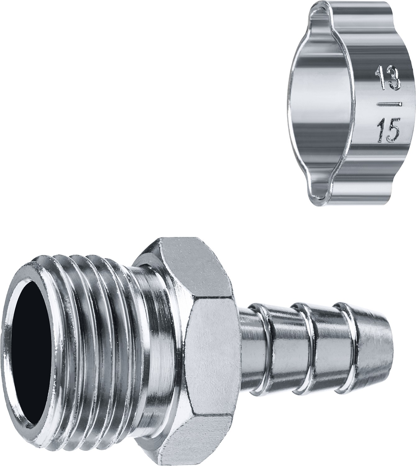 Переходник штуцер ''елочка'' 10 мм - 1/2''M, с обжимным хомутом Профессионал