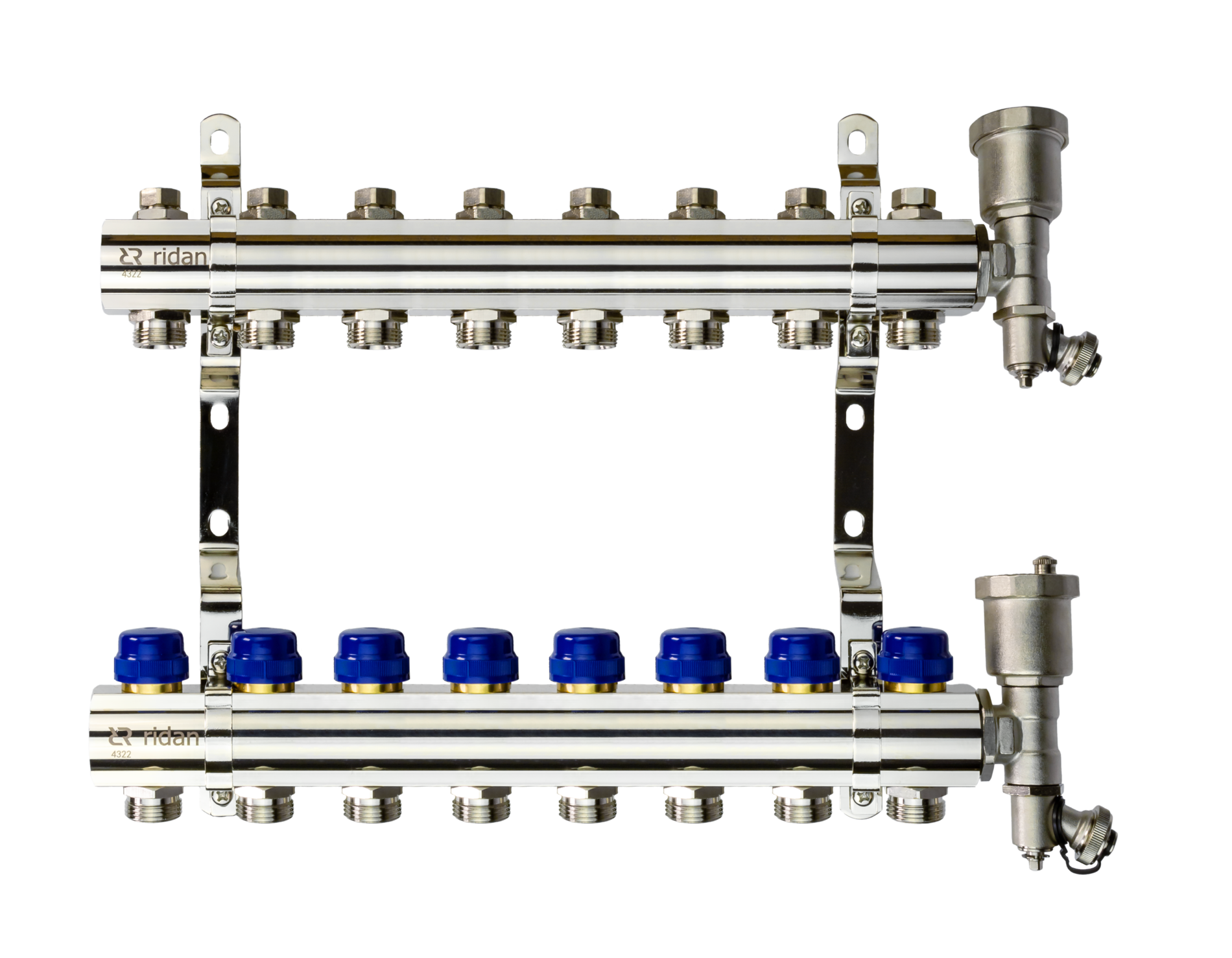 Коллекторная группа FHF-8R set 8 контуров 1' х 3/4' c воздухоотводчиками и кронштейнами