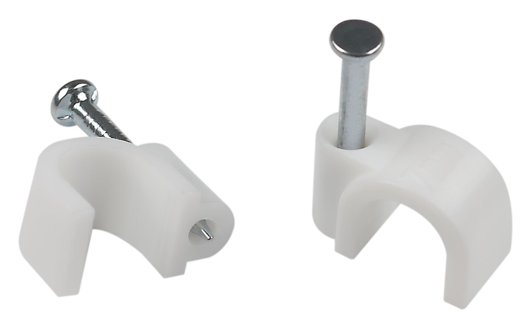 Скоба пластиковая крепежная круглая 4 мм белая NO-225-274 (10 шт/уп)