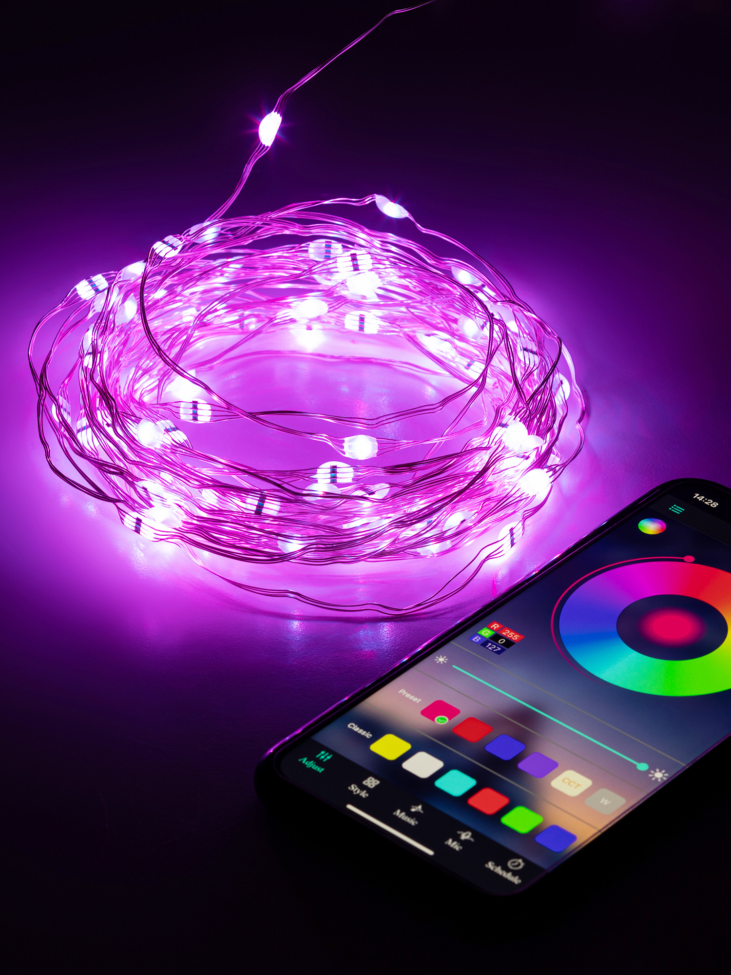 Гирлянда Нить с пультом, RGB, 5 м, 220 V, с таймер, с музыкой, с упр. через моб. прилож., длина провода ЕGNIG - PU