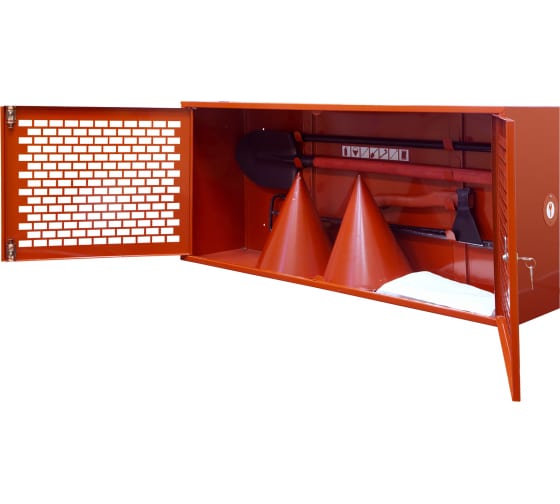 Щит пожарный закрытый ПРЕСТИЖ комплект (полотнище 2х1,5м., вес 0,8 кг., лом, багор, топор, лопата, 2ведра)