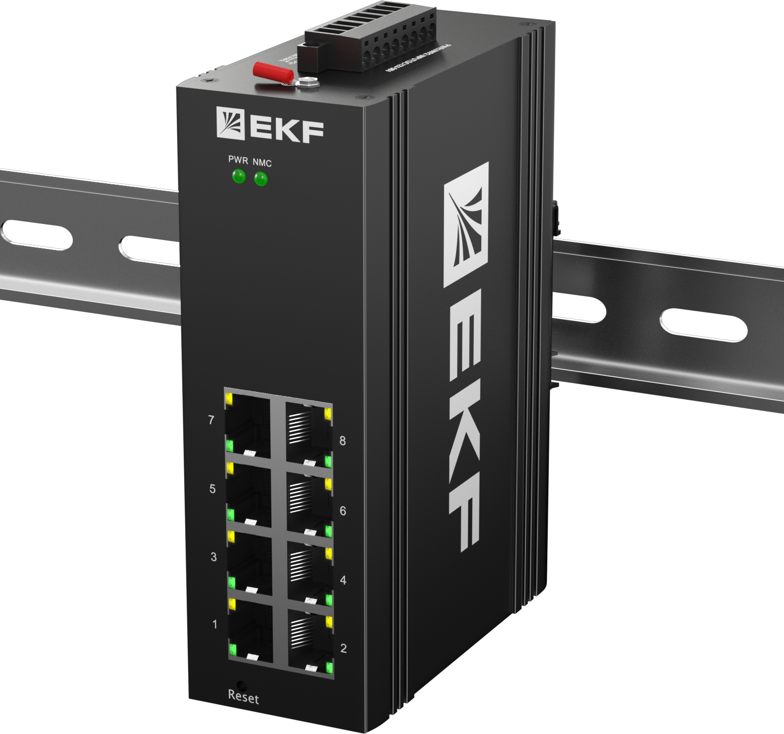 Коммутатор промышленный управляемый уровня L2 ML2-8GTP, 8 портов 10/100/1000Base-T(X) RJ45 c PoE, монтаж на динрейку TSX EKF