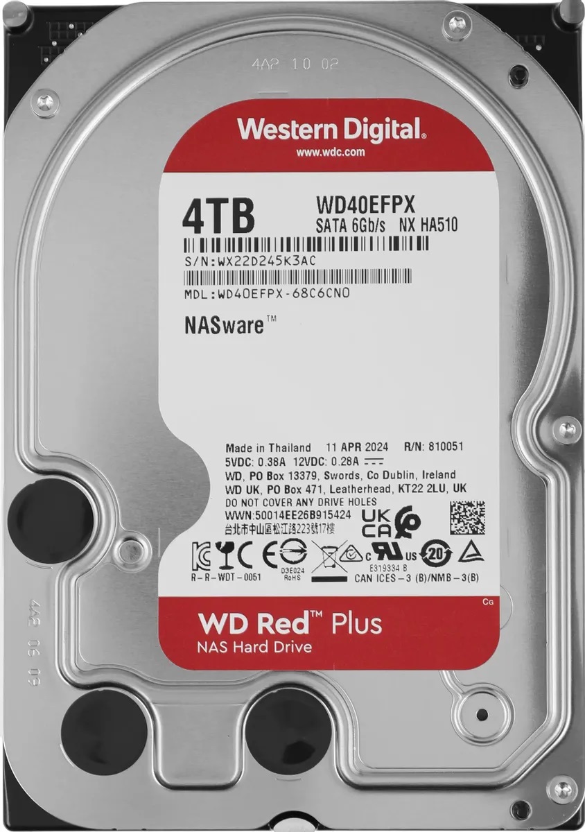 Жесткий диск 4TB Red Plus 3.5'', SATAIII, 5400 об/мин, 256 МБ