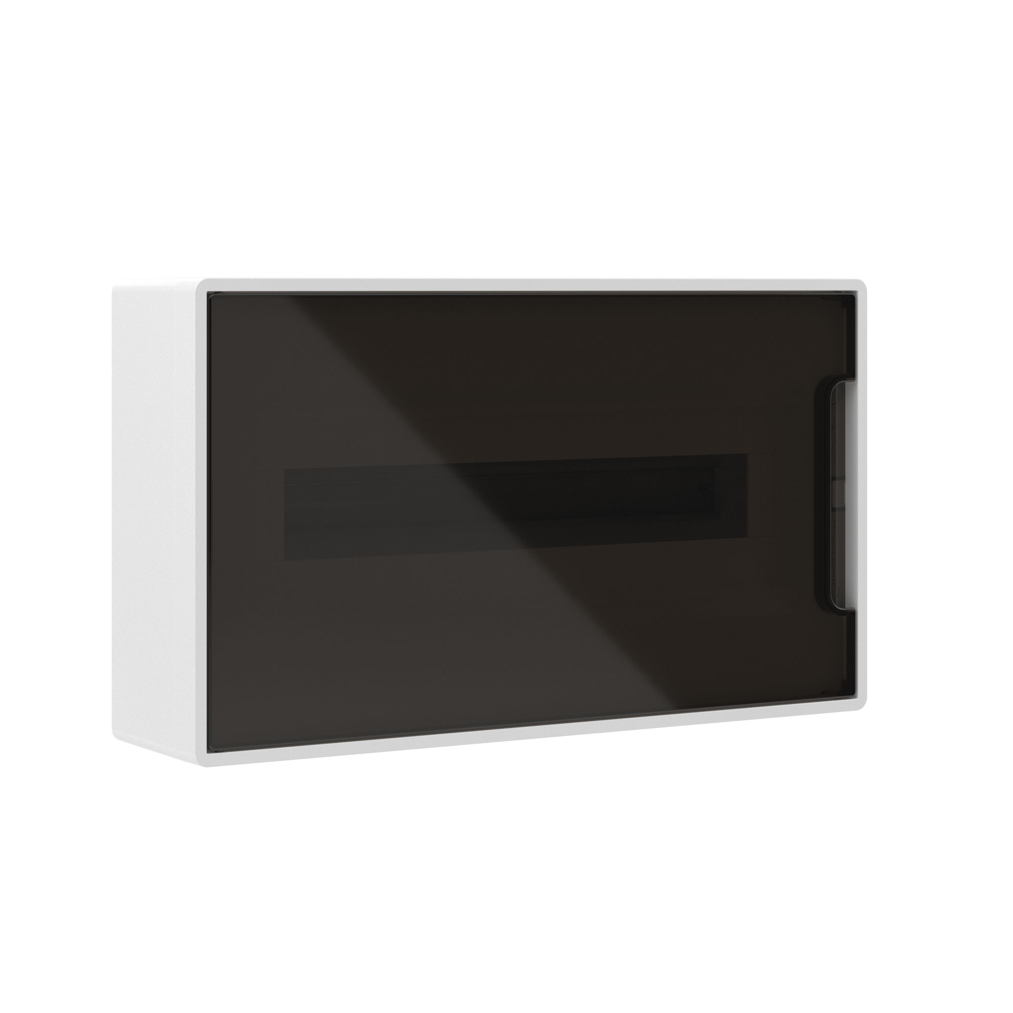 Щит 18 модулей настенный FRAME, белый, с тонированной дверцей, с 2 шинами PEN на 8 и 10 отверстий