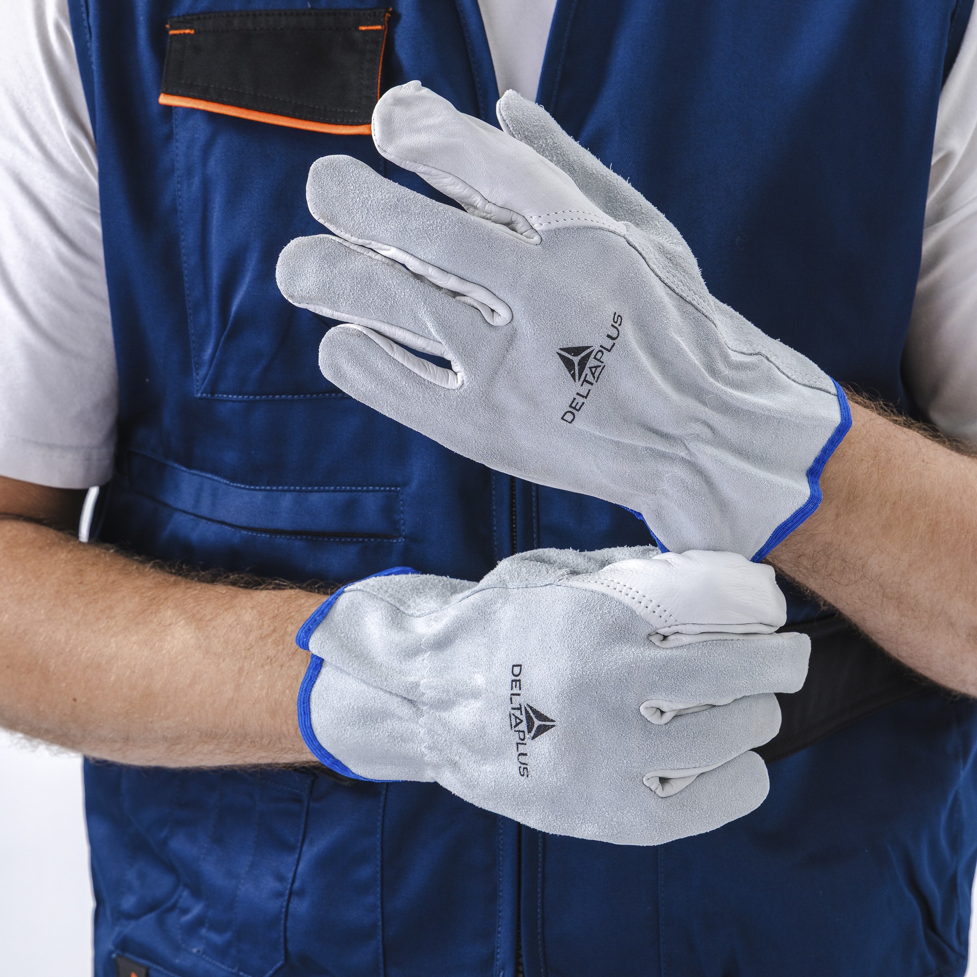 Перчатки из натуральной кожи FСN29 серый цвет. Размер 11