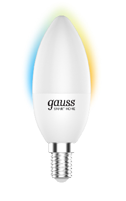 Лампа светодиодная умная 5 Вт 470 лм 2700-6500К AC 220-240В E14 свеча Управление по Wi-Fi, изменение цветовой температуры и диммирование Smart Home Gauss