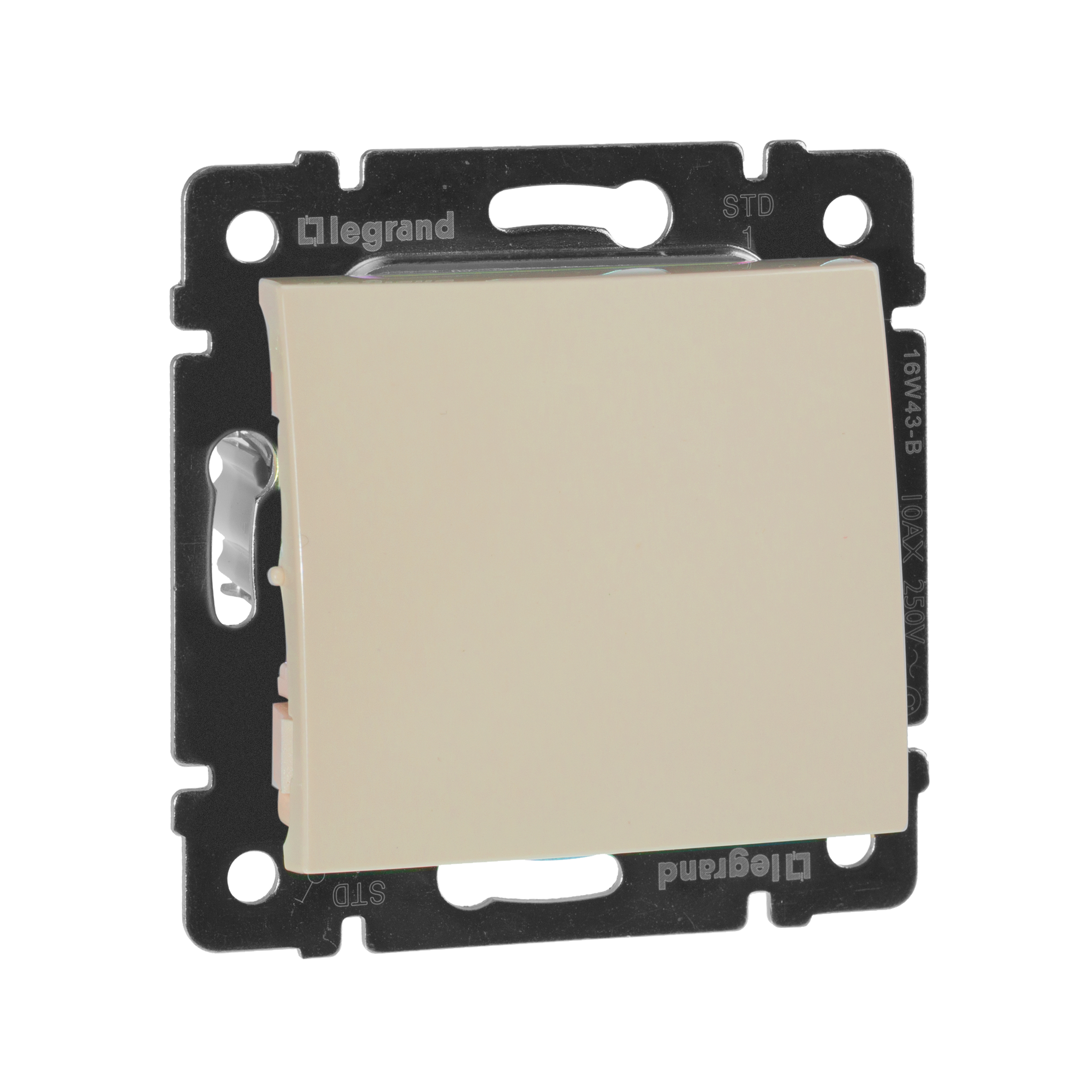 Выключатель одноклавишный, в рамку, слоновая кость