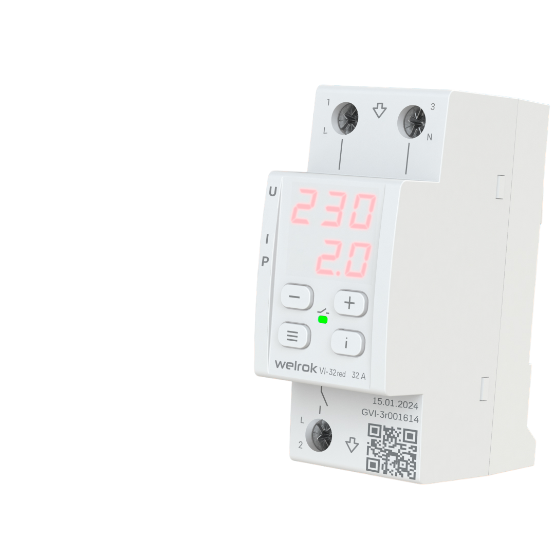 Реле напряжения c контролем тока Welrok VI-32 red