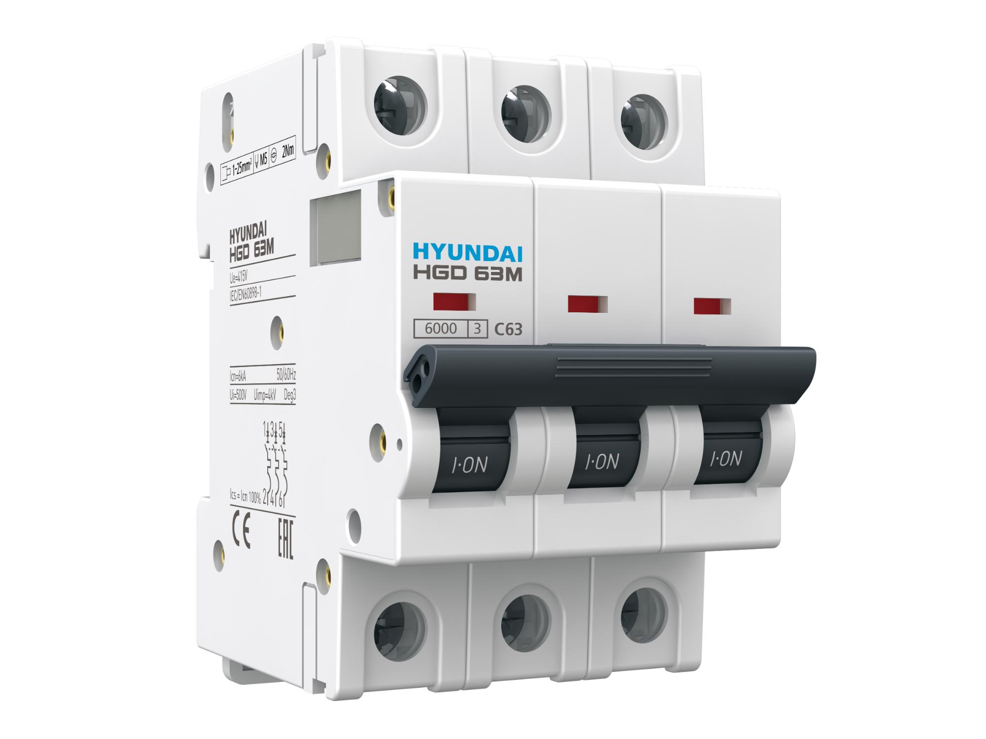 Выключатель автоматический модульный трехполюсный 20А 6кА С HGD