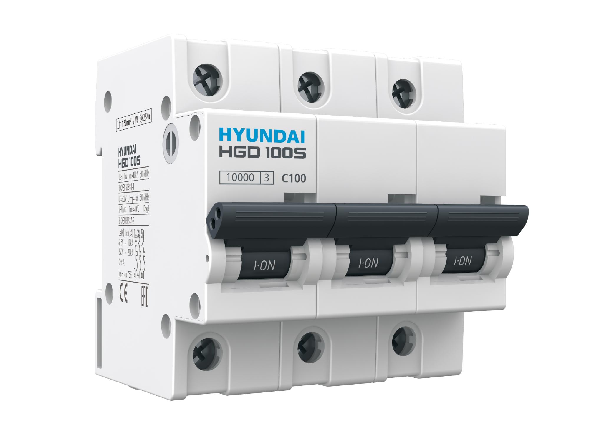 Выключатель автоматический модульный трехполюсный 100А 10кА С HGD