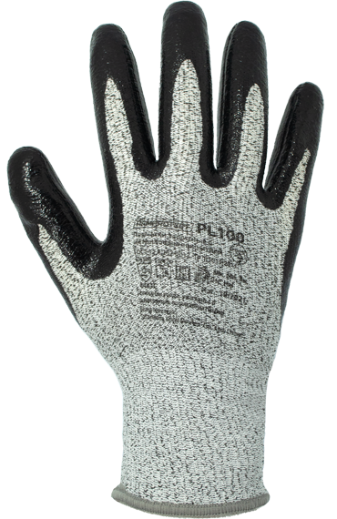 Перчатки трикотажные антипорезные из материала HPPE с частичным покрытием из нитрила ArmProtect PL100 р.11