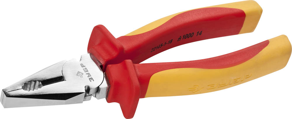 Плоскогубцы ''ПРОФИЭЛЕКТРИК'', диэлектрические комбинированные, двухкомп маслобензостойкая рукоятка, до ~1000В, 180мм, Профессионал