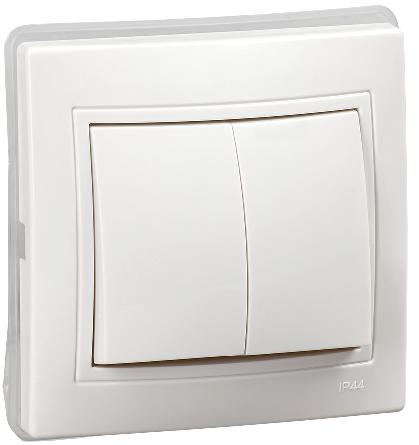 KVARTA Выключатель 2-клавишный ВС10-2-0-КБ-44 10А IP44 белый