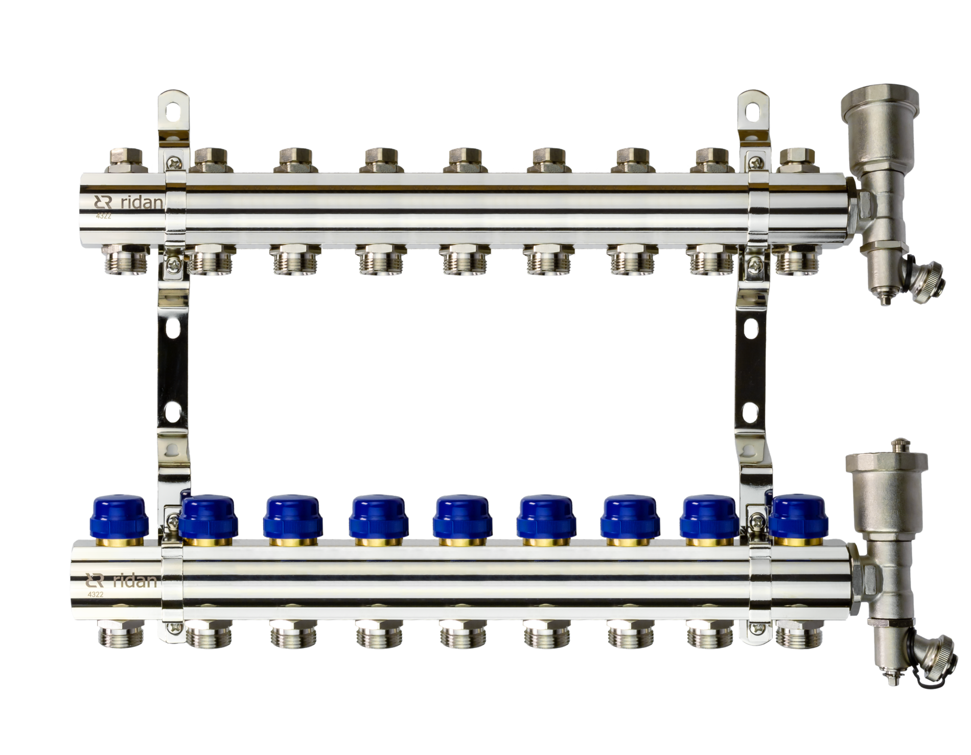 Коллекторная группа FHF-9R set 9 контуров 1' х 3/4' c воздухоотводчиками и кронштейнами